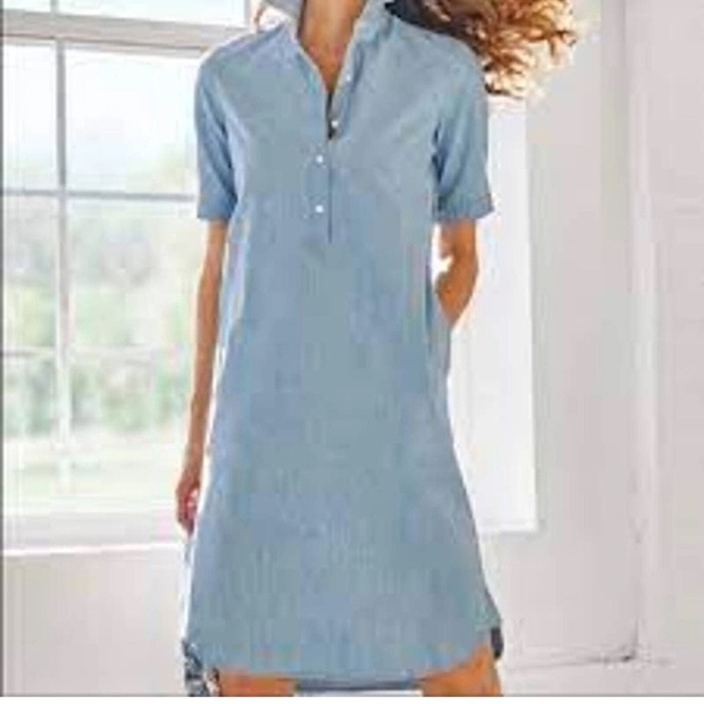 J.McLaughlin size XS oversized chambray short sleeve‎ shirt dress